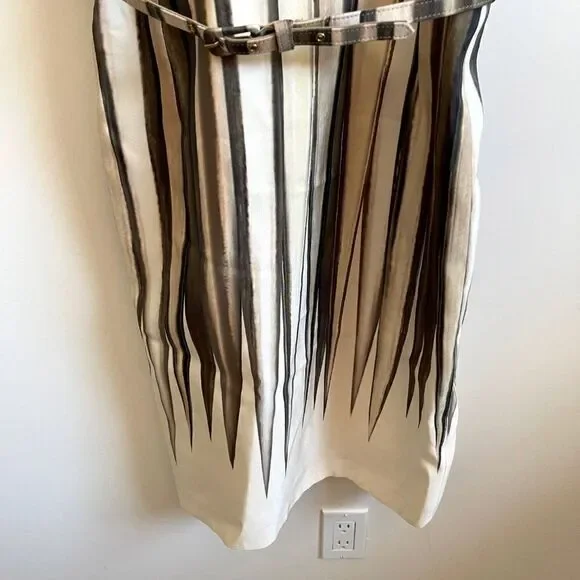 Oscar De La Rente Size 6 Sleeveless Mini Dress Belted Geometric - Picture 3 of 9